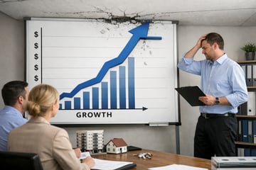 Business growth chart hitting a ceiling due to limited team capacity in property management