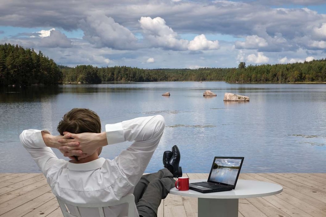Businessman relaxes