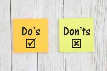 Do's and Don'ts on sticky notes, managing virtual teams concept