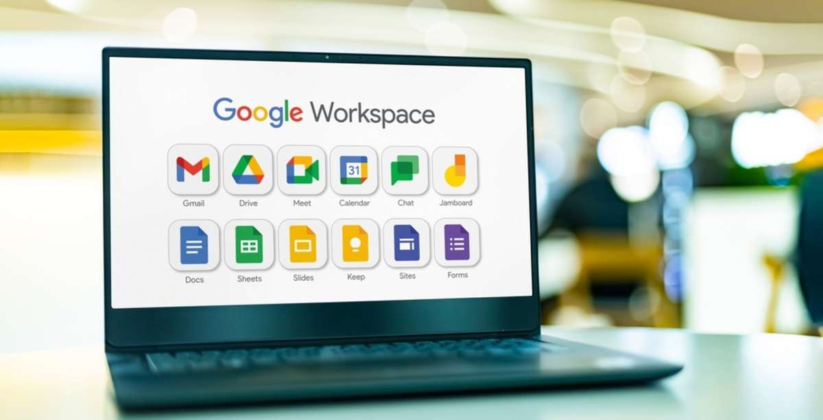 Laptop computer displaying Google Workspace