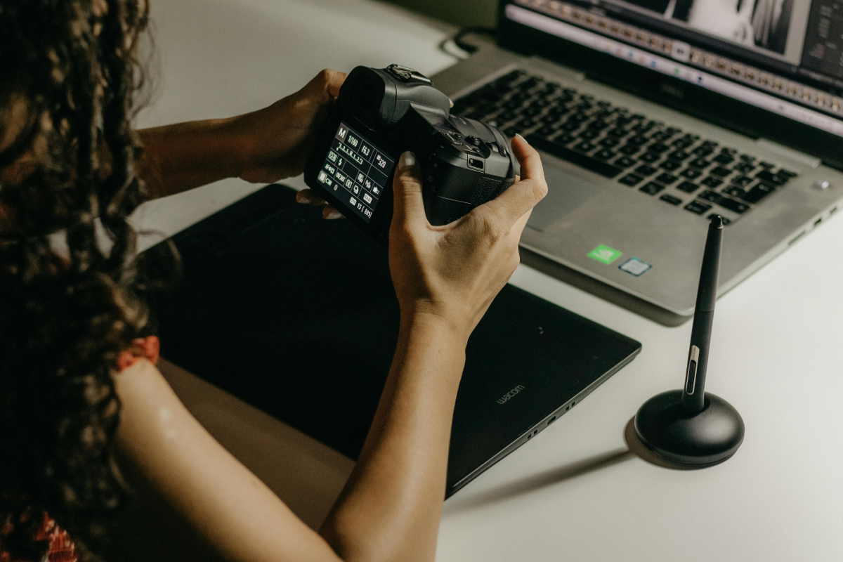 Photographer editing property pictures