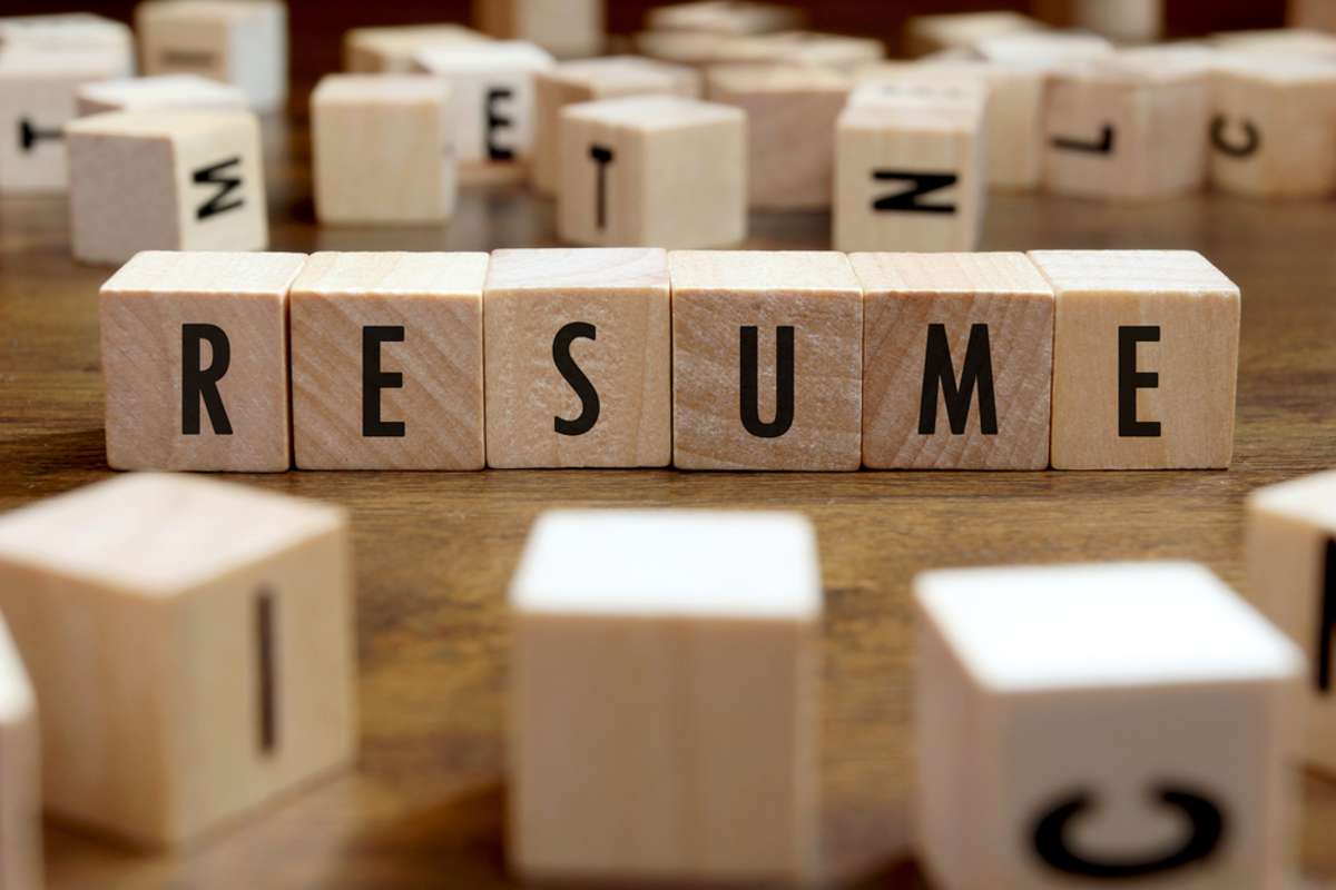 resume word written on wood block